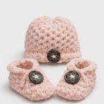 FAIT À LA MAIN | Pantoufles et Tuque - Rose pâle