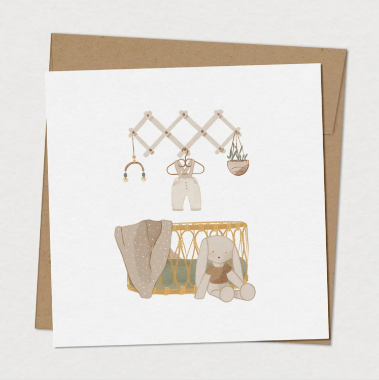 MIMOSA DESIGN | Carte pour naissance - Berceau de Charlie