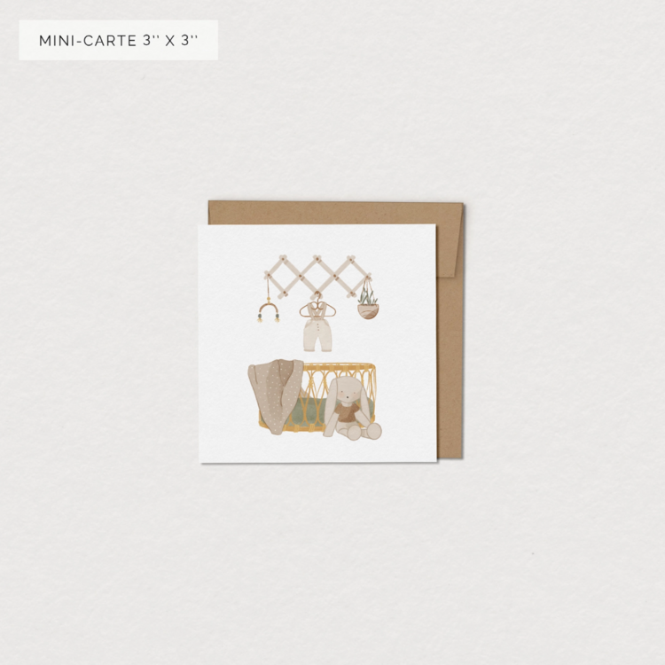 MIMOSA DESIGN | Mini carte de souhaits pour naissance - Berceau de Charlie