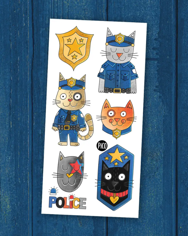 PiCO | Tatouage Temporaire - Pixel le chat policier