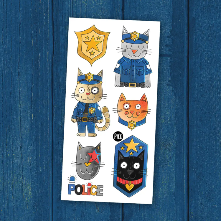 PiCO | Tatouage Temporaire - Pixel le chat policier