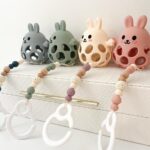 CRÉATION JADE | Duo Accrocheur et Jouet Dentition - Lapin - Bleu
