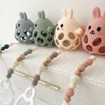 CRÉATION JADE | Duo Accrocheur et Jouet Dentition - Lapin - Pêche