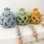 Création Jade | Duo Accrocheur et jouet dentition - Poule bleu