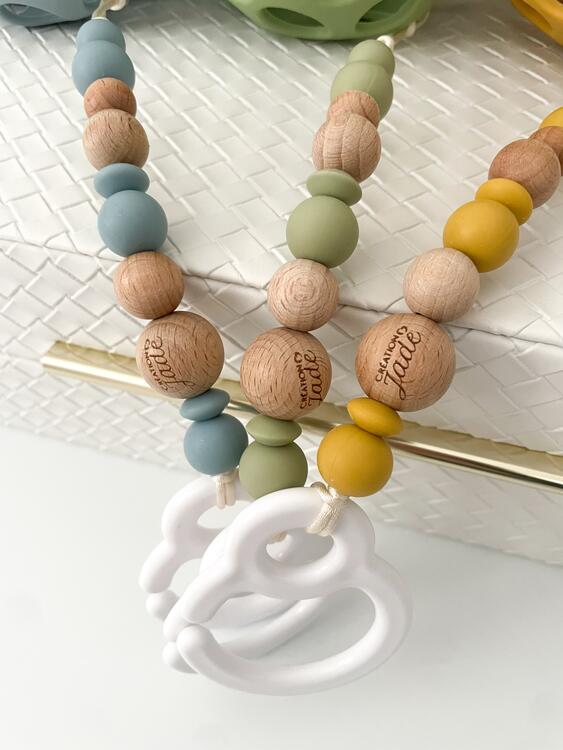 Création Jade | Duo Accrocheur et jouet dentition - Poule bleu