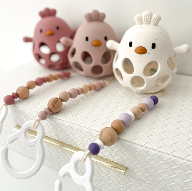 Création Jade | Duo Accrocheur et jouet dentition - Poule confetti