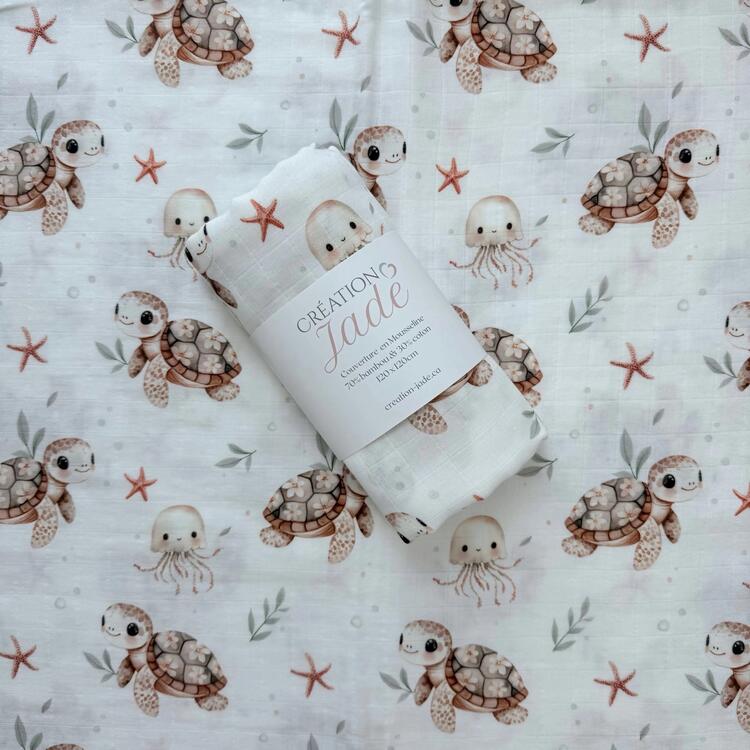 CRÉATION JADE | Mousseline de Bambou & Coton - Tatiana la tortue