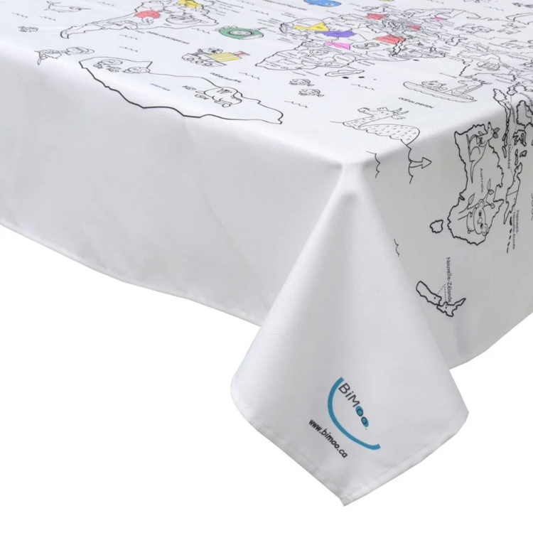 BIMOO | Nappe à Colorier - Carte du monde - 45x45