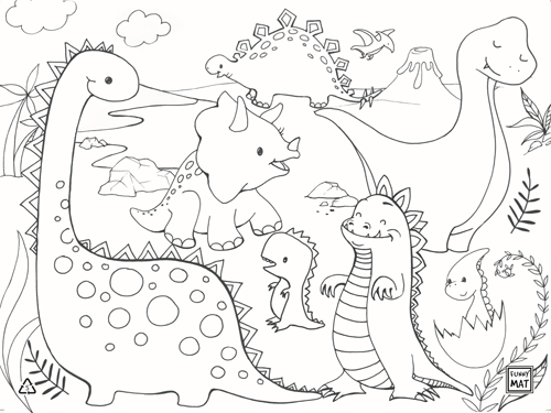 FUNNY MAT | Casse-Tête à Colorier - Dinosaures