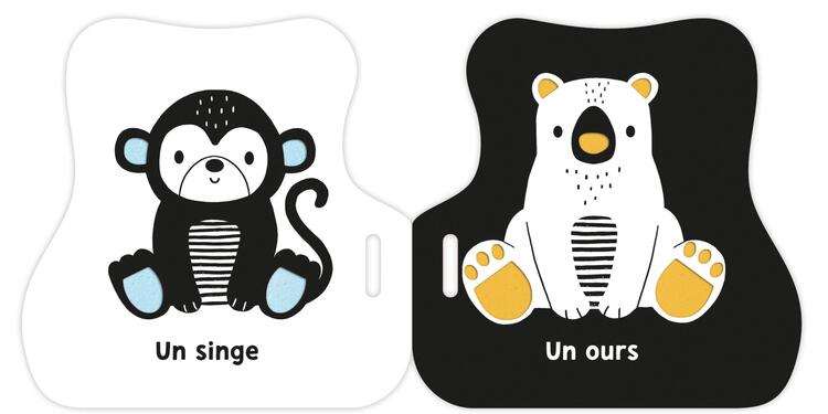 AUZOU | Mon Premier Livre Poussette en Noir et Blanc - Animaux mignons