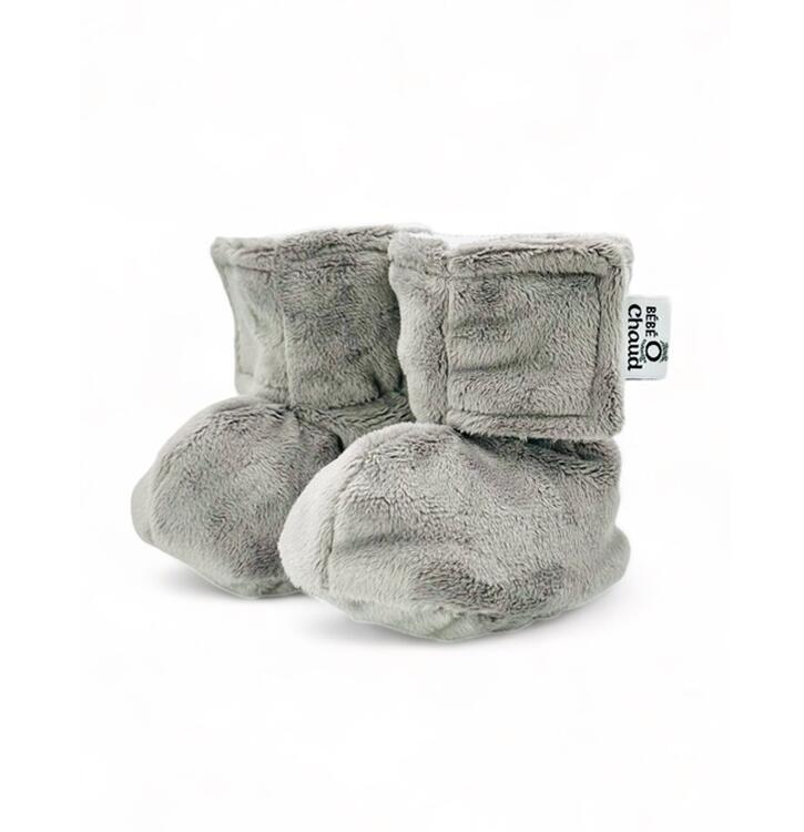 BEBE Ô CHAUD | Pantoufles à Velcro - Gris sans relief (3-6 mois)