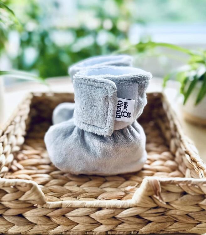 BEBE Ô CHAUD | Pantoufles à Velcro - Gris sans relief (18-24 mois)