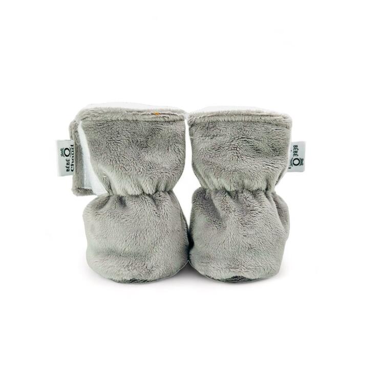 BEBE Ô CHAUD | Pantoufles à Velcro - Gris sans relief (18-24 mois)