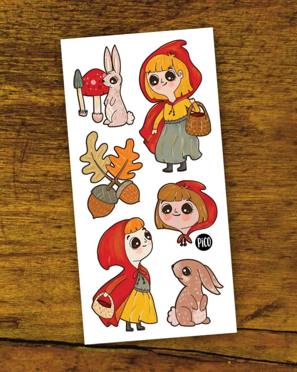 PiCO | Tatouage Temporaire - Promenade d'automne avec le chaperon rouge