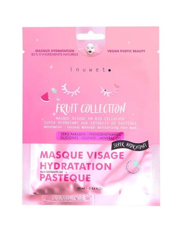 INUWET | Masque Visage Biocellulose - Melon d'eau