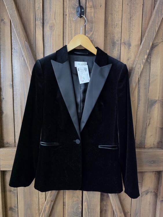REISS | Blazer en velours à simple boutonnage noir (gr 4- XS)