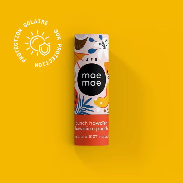 MAE MAE | Baume à Lèvres Naturel avec Protection Solaire FPS 15 - Punch hawaïen