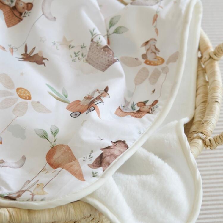 BALUCHON | Couverture pour bébé fluffy + coton - Montgolfière