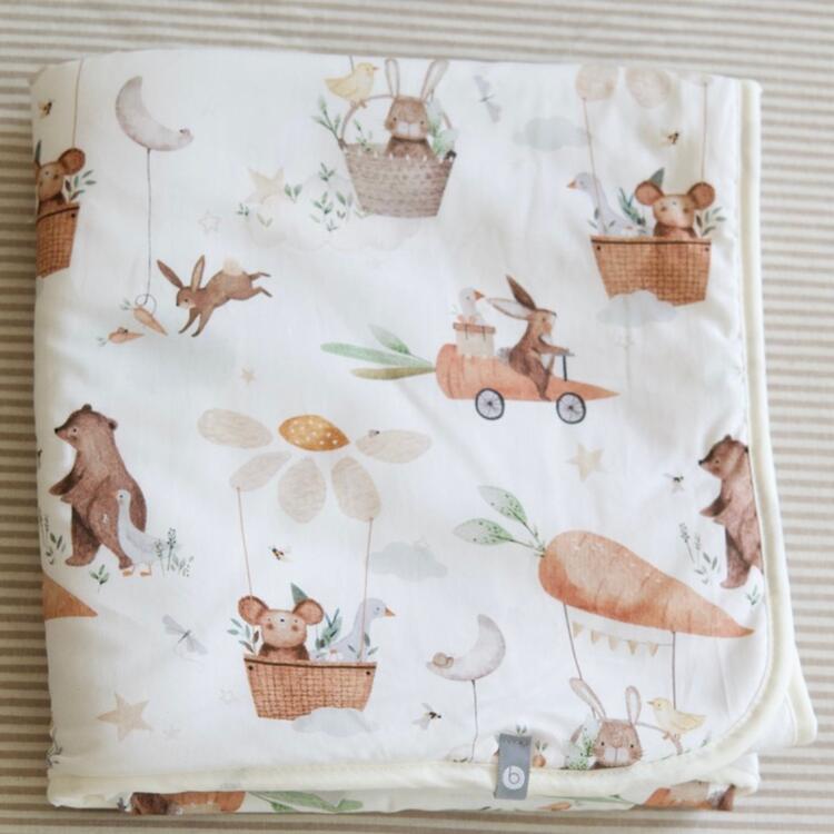 BALUCHON | Couverture pour bébé fluffy + coton - Montgolfière