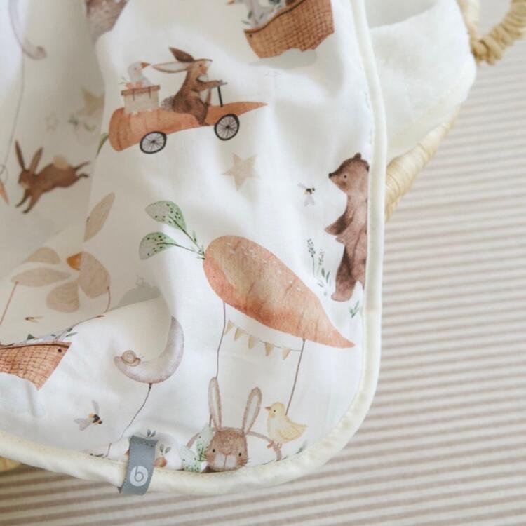 BALUCHON | Couverture pour bébé fluffy + coton - Montgolfière