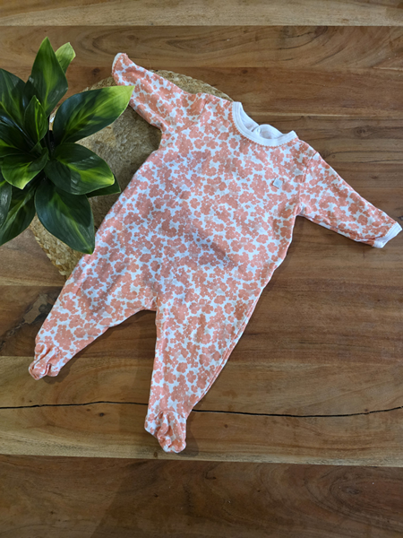 PETIT BATEAU | Pyjama Fleuris - Rose et blanc (3 mois)