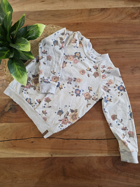 DEUX PAR DEUX | Chandail Manches Longues Fleuri - Gris (5 ans)