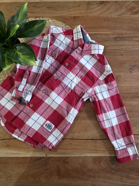 SOURIS MINI | Chemise Manches Longues Style Bucheron - Rouge (4 ans)