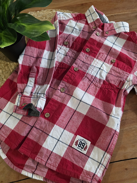SOURIS MINI | Chemise Manches Longues Style Bucheron - Rouge (4 ans)