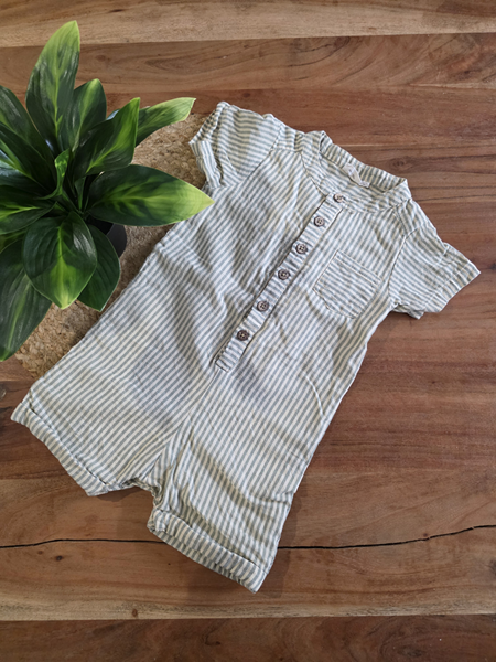 FIXONI | Barboteuse Ligné - Beige et vert (12 mois)