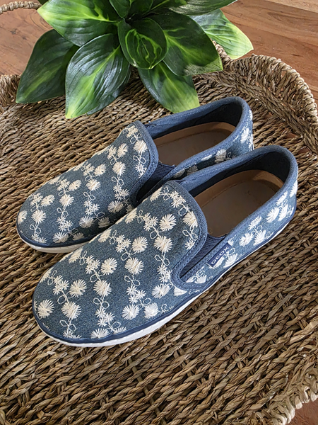 GEOX | Ballerine en Jeans Fleuri - Bleu (gr.3) *Neuf