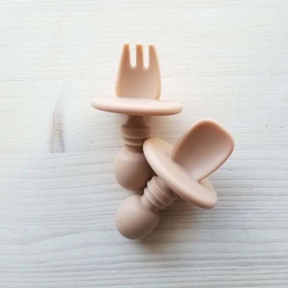 CRÉATION JADE | Ustensiles d'Apprentissage DME en Silicone - Abricot