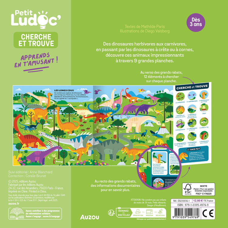 AUZOU | Petit Ludoc - Cherche et Trouve - Les dinosaures
