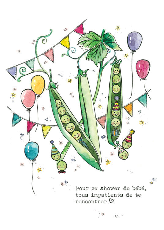 STÉPHANIE RENIÈRE | Carte de Souhaits - Shower de bébé - PETITS POIS 05