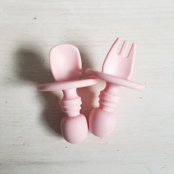 CRÉATION JADE | Ustensiles d'Apprentissage DME en Silicone - Rose blush