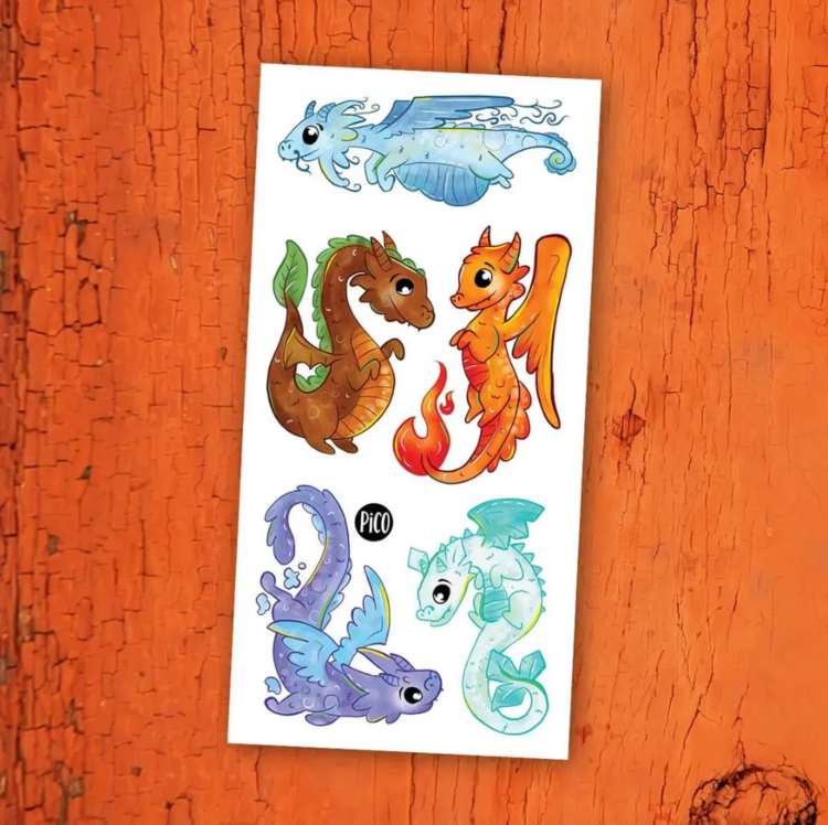 PiCO | Tatouage Temporaire - Les dragons et les éléments