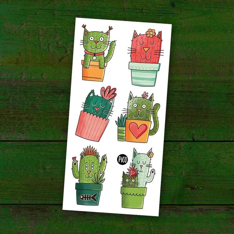 PiCO | Tatouage Temporaire - Les chats-cactus