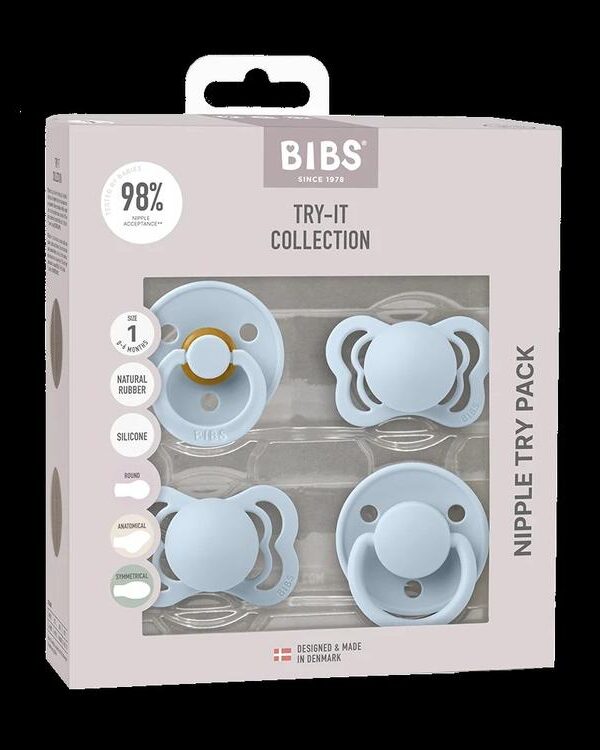 BIBS | Collection Try-it avec Tétine Ronde - Baby Blue (size 1)