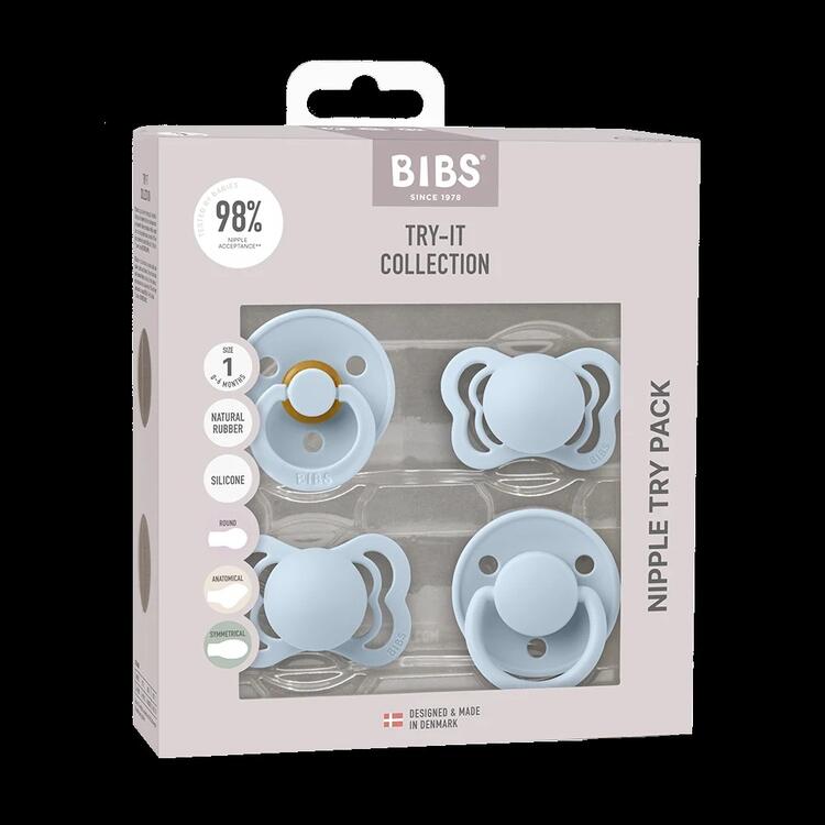 BIBS | Collection Try-it avec Tétine Ronde - Baby Blue (size 1)
