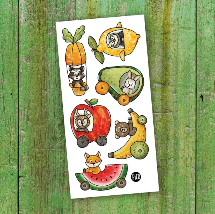 PiCO | Tatouage Temporaire - Les véhicules fruités