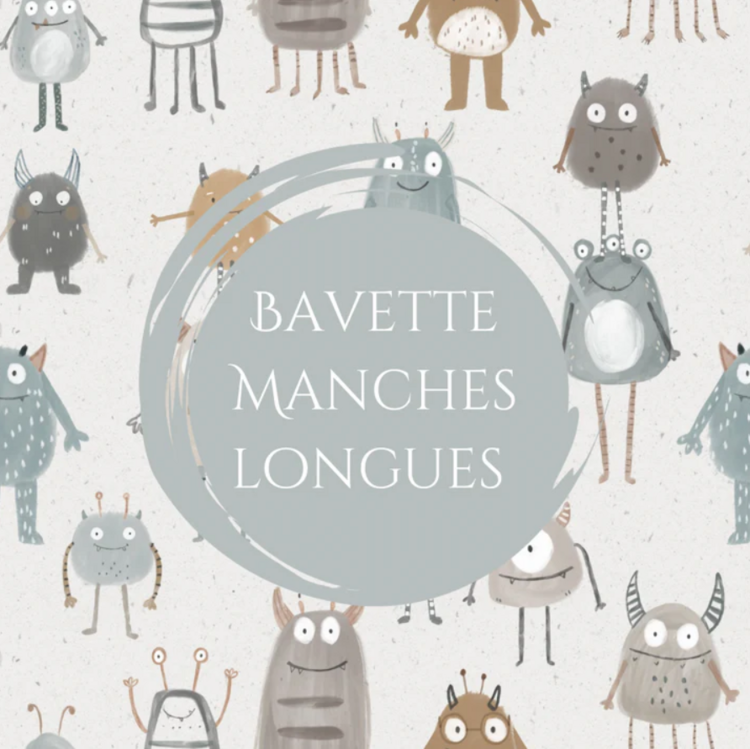 CRÉATION JADE | Bavettes à Manches Longues pour 18-36 mois - Monstres