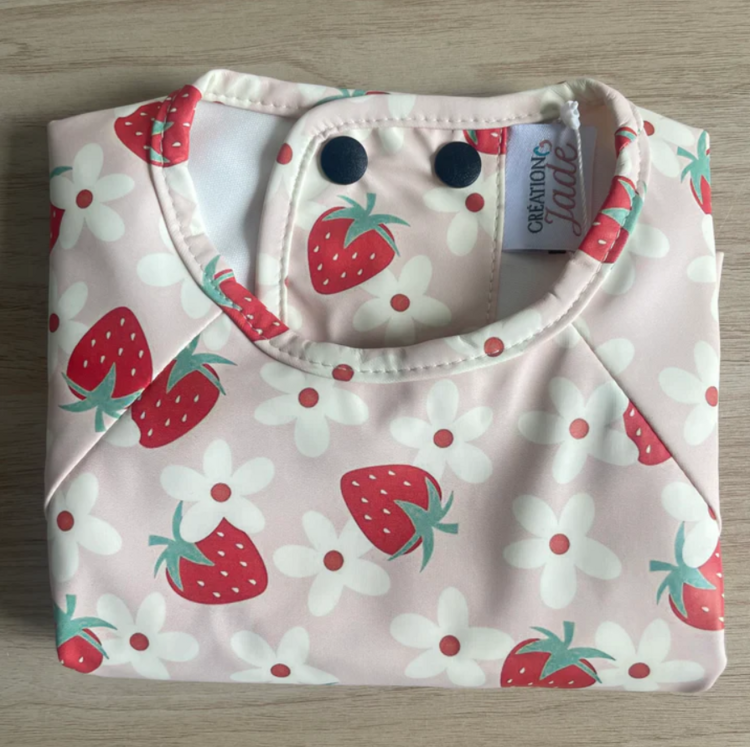 CRÉATION JADE | Bavettes à Manches Longues pour 18-36 mois - Fraises