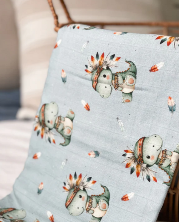CRÉATION JADE | Mousseline de Bambou & Coton - Dinosaure Boho