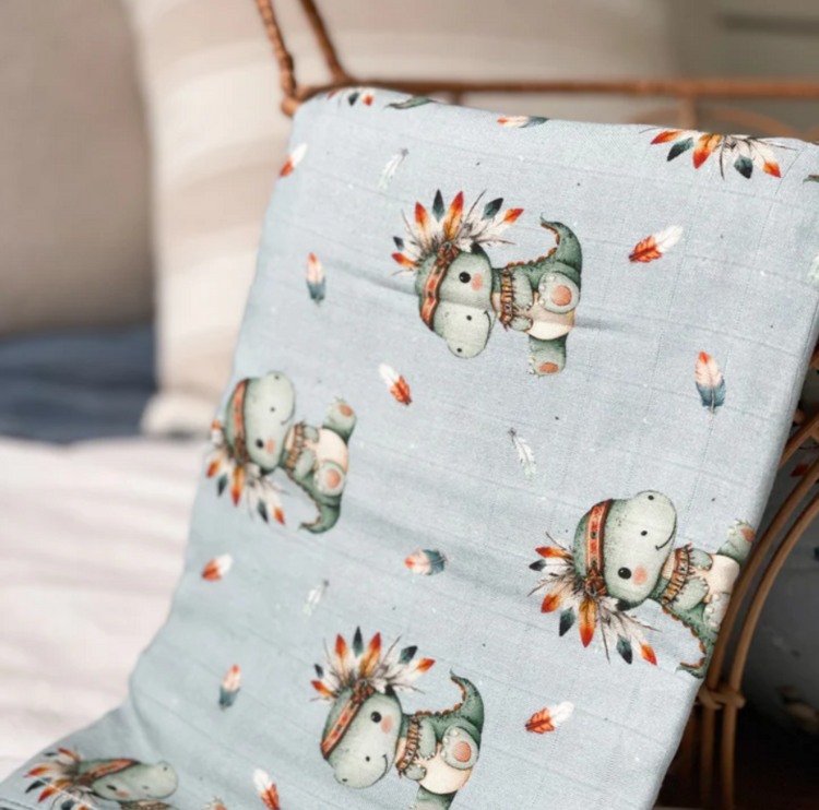 CRÉATION JADE | Mousseline de Bambou & Coton - Dinosaure Boho