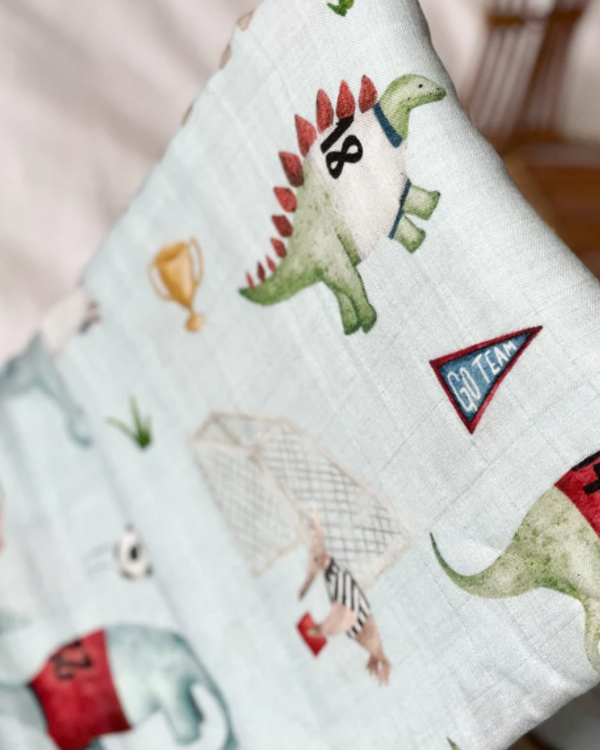 CRÉATION JADE | Mousseline de Bambou & Coton - Dinoasaures Soccer