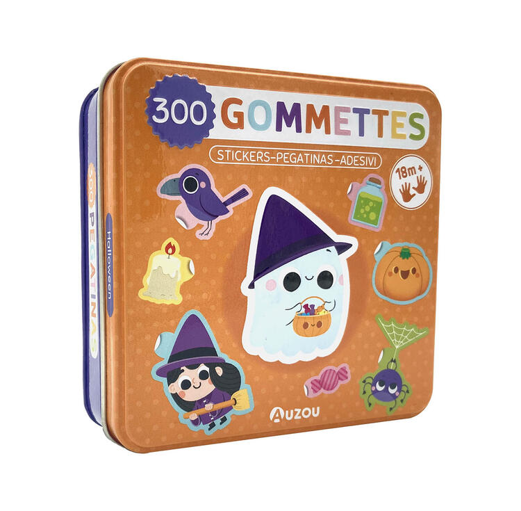 AUZOU | Boîte métal - 300 gommettes halloween