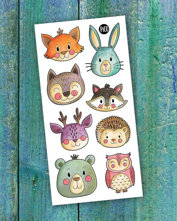 PiCO | Tatouage temporaire - Les animaux discrets de la forêt