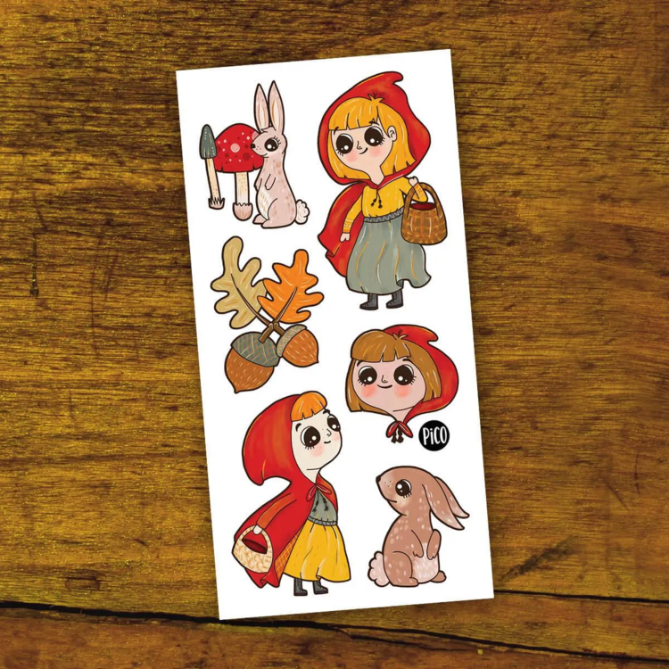 PiCO | Tatouage Temporaire - Promenade d'automne avec le chaperon rouge