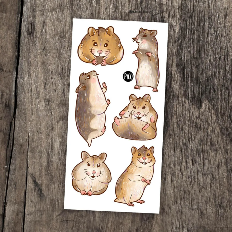 PiCO | Tatouage Temporaire - Pooky le hamster et ses amis