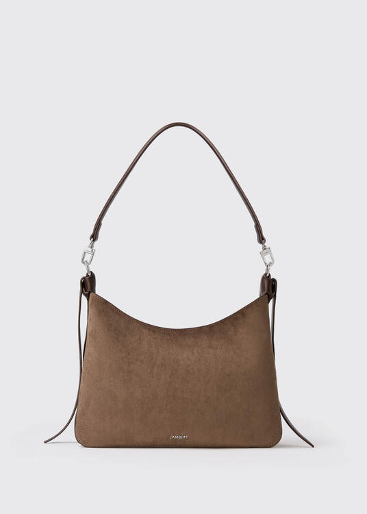 LAMBERT | Léonie - Sac à main 2 en 1 en suède végétalien - Taupe