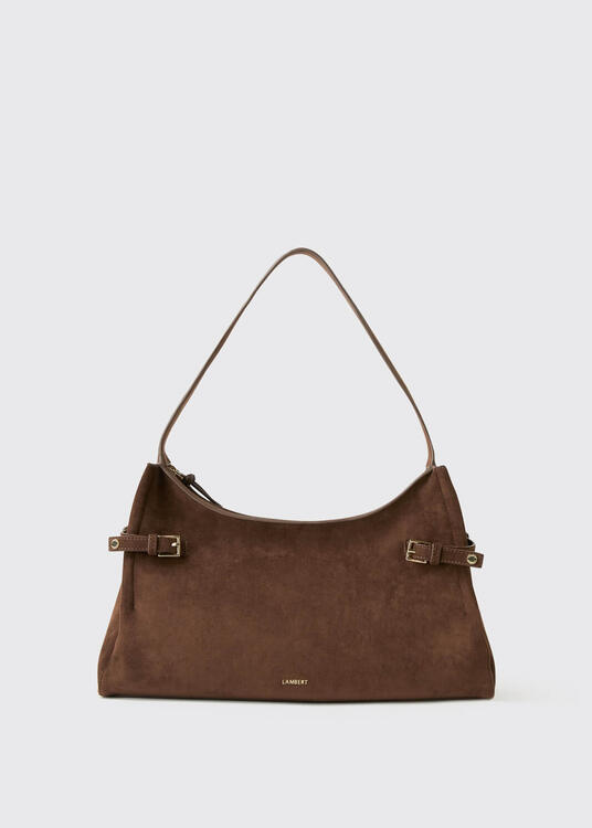 LAMBERT | Trinity - Sac à épaule en suède - Chocolat